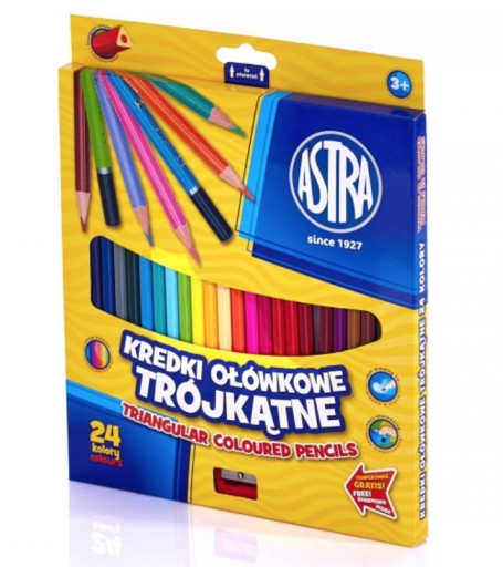 Ceruzkové pastelky 24 farieb Astra, trojuholníkové, 312110