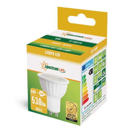 GU10 LED žiarovka 230V 6W úzky uhol 45° neutrál