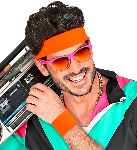 Náramky Hands Neon ORANGE Disco 80s Carnival 2 ks.