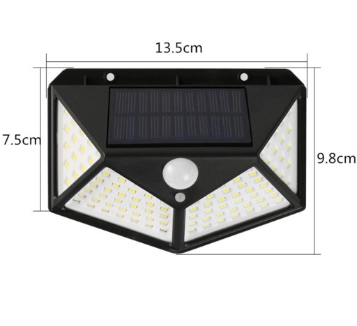SOLÁRNE NÁstenné ULIČNÉ LAMPA S POHYBOVÝM SNÍMAČOM ZA SÚMRAK, GARDEN 100 LED