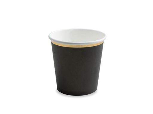 Papierové kelímky - čierno-zlaté, 100 ml, 6 ks.