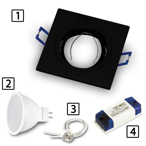 Halogénové očko, okrúhle, ČIERNY LIATÝ HLINÍK pre LED