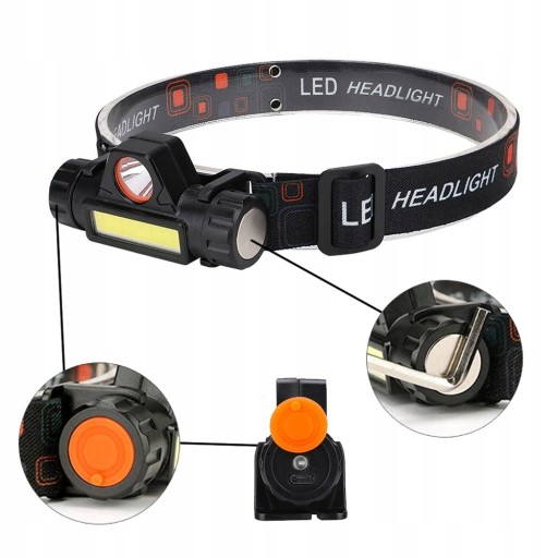 LED HLAVOVÁ LAMPA 4v1 MINI SVETLOMET S MAGNETOVOU BATÉRIOU NABÍJANIE cez USB
