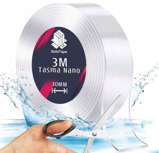 Obojstranná NANO montážna páska, opakovane použiteľná, vodeodolná, pevná, 3M