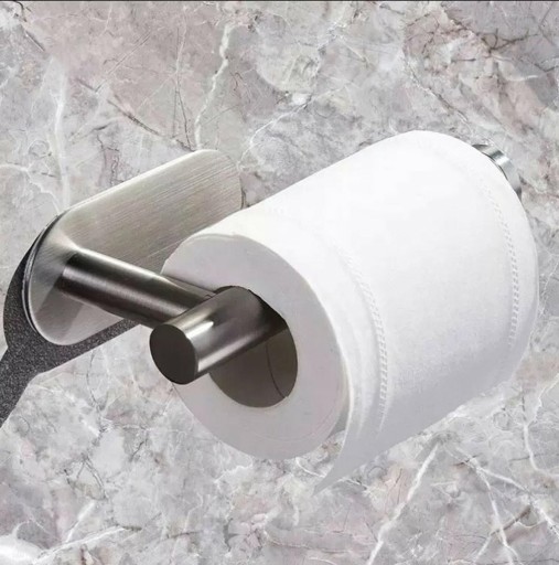 RÚČKA NA TOALETNÝ PAPIER BEZ VŔTANIE, SAMOLEPIACA, STRIEBORNÁ