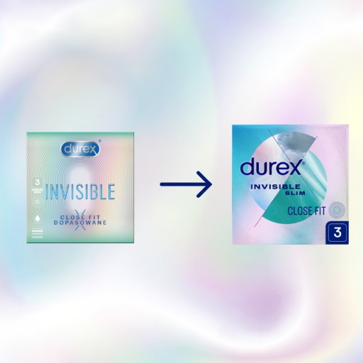 Kondómy Durex Invisible CLOSE FIT tenké, úzke, 3 ks