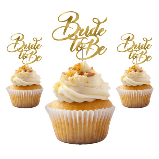 Bride to Be hen party cupcake topper GOLD