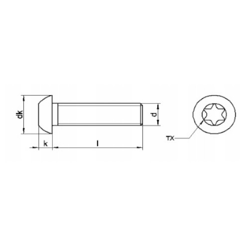 M5x8 GULIČKOVÁ SKRUTKA PRE TORX 7380TX NEREZ NEREZ (10)