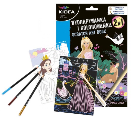 Kidea Hra na maľovanie a škrabanie 2v1 Princezné škrabadlá s dotykovým perom