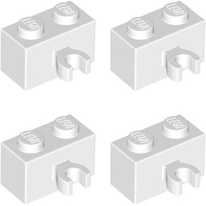 LEGO Brick Mod 1x2 Biela 30237b - 4 ks