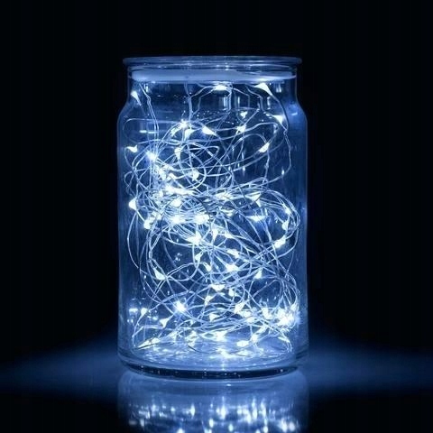 LED LAMPY, DRÔT NA BATÉRIU, 50 LED, BIELA FARBA