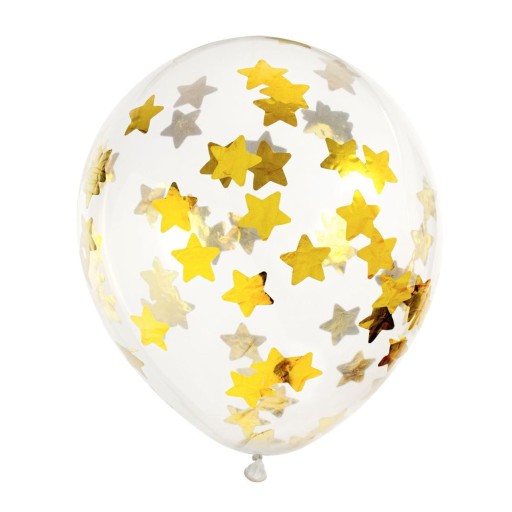 VEĽKÉ TRANSPARENTNÉ BALÓNY KONFETTI SILVER STARS