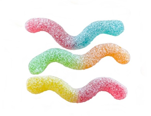 WORMS Sour Glowworms želé fazuľa Trolli bez lepku a laktózy 100g