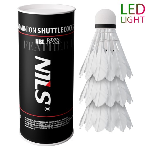 3x LED badmintonové loptičky z kačacieho peria
