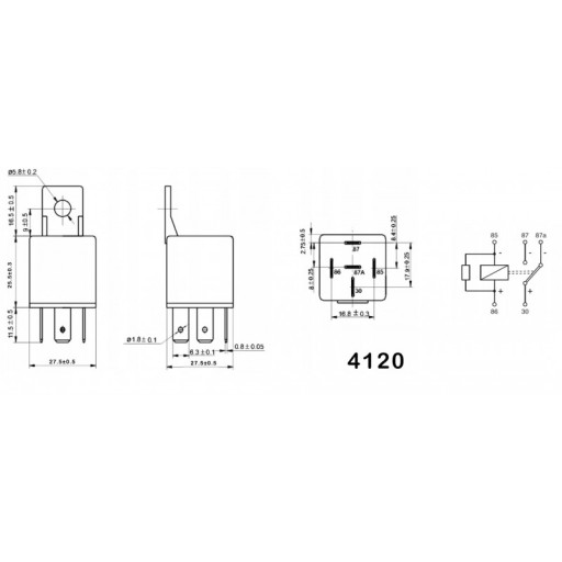 AUTORELÉ 4120 RL-40 30A 12V + RELÉ ZÁSUVKA AUTOMAT. DRL