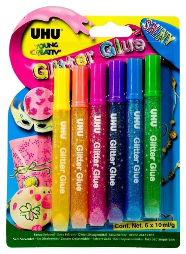 UHU GLITTER 6 FAREB X 10ML LESKL