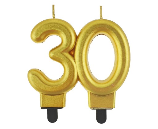 Zlatá sviečka číslo 30 na tortu číslo tridsiate narodeniny