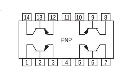 4x PNP tranzistor: 1,5A/40V, DIP14 MPQ3762