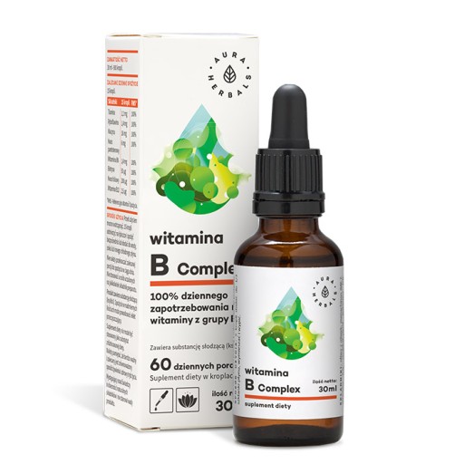 AURA Vitamín B KOMPLEX B1 B2 B3 B6 B12 BIOTÍN