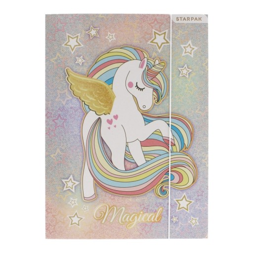 Školské leporelo A4 s gumičkou pre deti PAPIEROVÉ skladačky UNICORN STARPAK