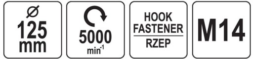 KOTOUČOVÁ MONTÁŽNA RÚČKA SO suchým zipsom NA UHLOVÚ BRÚSKU LEŠTIACA PODLOŽKA M14 125mm