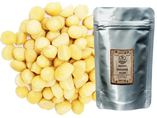 Makadamové orechy, solené, 100 g, celé orechy, lúpané