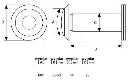 VENTILÁTOR ČIERNY 14 mm PRE DVERE 35 - 60 mm S VEČIKOM