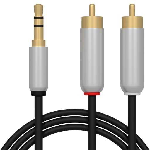 KÁBEL 2X RCA CINCH - JACK 3,5MM ZLATÝ ZLATÝ 1,5M