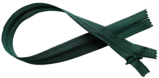 40 cm krytý špirálový zips, nerozoberateľný, fľaškovozelený