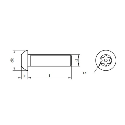 M10x60 BEZPEČNOSTNÁ GUĽOVÁ SKRUTKA PRE TORX NEREZ 1KS