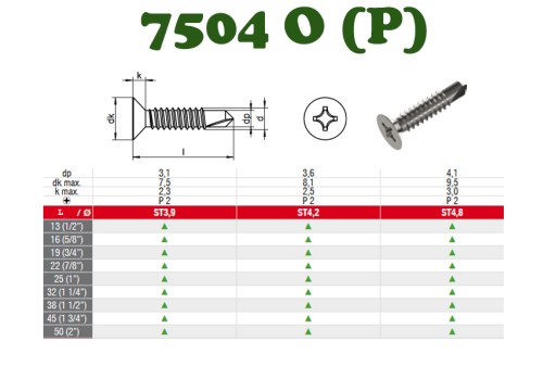 4,2x13 SAMOVŔTACIE KUŽEĽOVÉ NEREZOVÉ KOVOVÉ SKRUTKY A2 7504O 7504P (10)