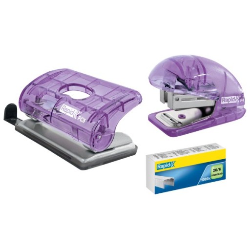 Zošívačka Mini Rapid Color Breeze F4, 10 listov, záruka 5 rokov, levanduľa