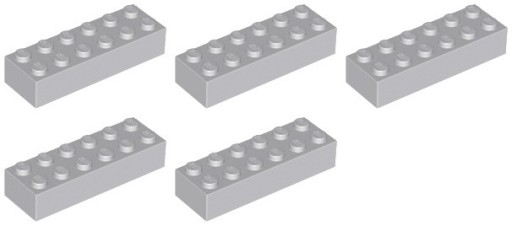 LEGO 2456 BRICK 2x6 svetlosivá (20g) 5 ks.