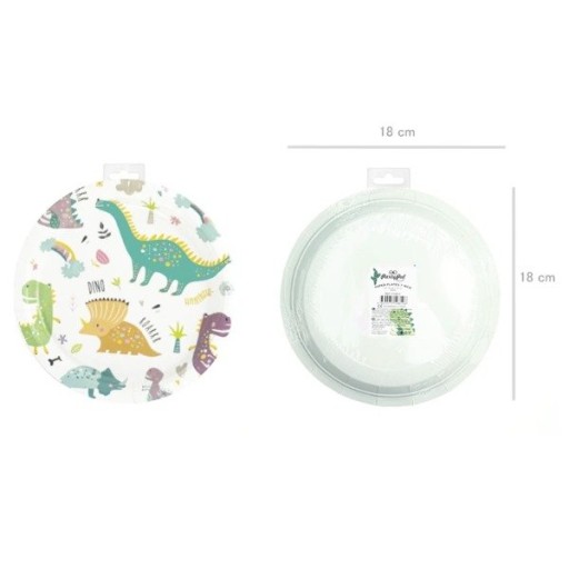 Narodeninové taniere Dinosaury Dinosaurus papierový narodeninový 18cm 6 kusov