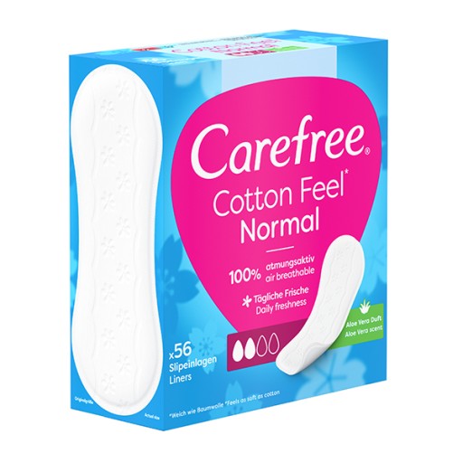 CAREFREE Cotton Feel Normal slipové vložky s vôňou aloe 56 ks