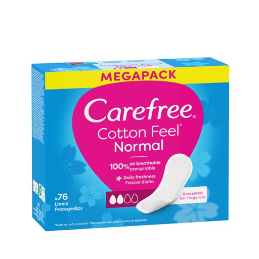 CAREFREE Bavlnené slipové vložky, neparfumované, 76 ks