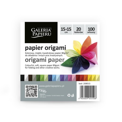 Farebný origami papier 15x15cm 20 farieb 100 listov