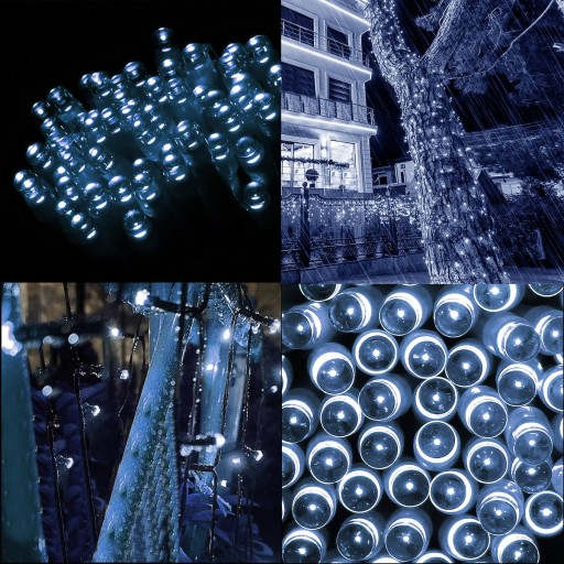SOLÁRNE GARLANDOVÉ LAMPY 100 LED ZÁHRADNÉ solárne 12m STUDENÉ BIELE