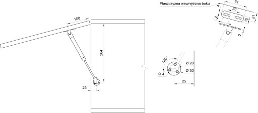 Plynový zdvihák, silný nábytkový pohon, 1 ks - SFD007 120N AMIX