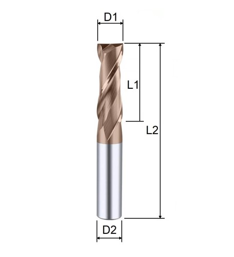 KARBIDOVÁ FRÉZA VHM MTS fi 2,5 mm 55 HRC 2 čepele 2Z