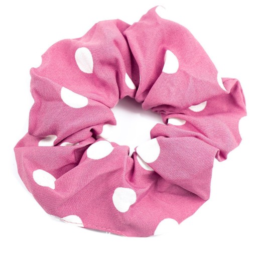 SCRUNCHIES gumička do vlasov s bodkami, RUŽOVÁ