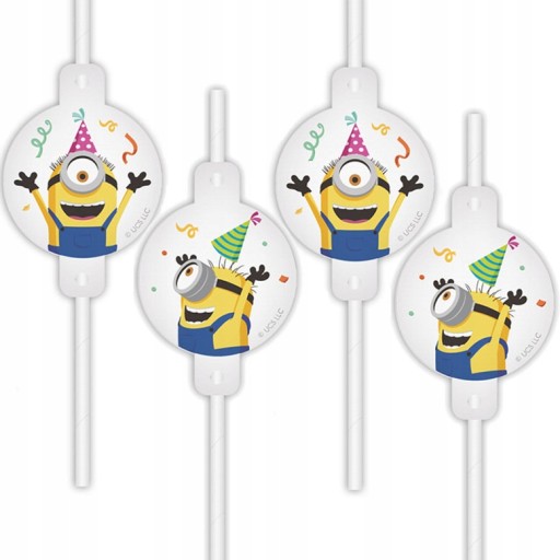 Papierové slamky Minions 4 kusy Narodeninové