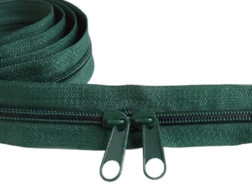 Špirálová páska na zips 5 mm zips na meter ZELENÁ 1 meter + 2 zipsy