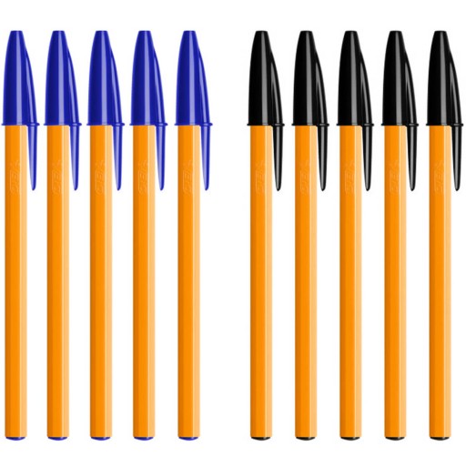 10 ks x pero BIC Orange Original Fine 0,8 mm: 5x modré a 5x čierne