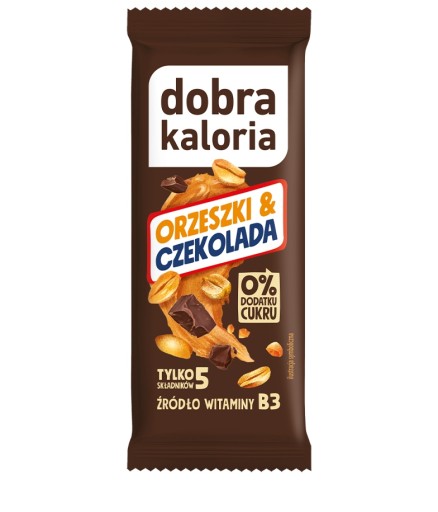 BEZ CUKRU tyčinka, arašidy a čokoláda 35g DOBRÉ KALÓRIE ala Snickers
