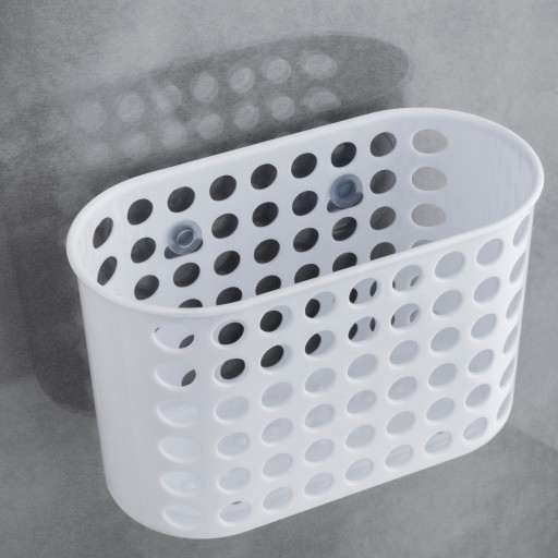 KÚPEĽŇOVÝ KOŠÍK POLICA NA PRÍSAVKY PVC XL BIELA