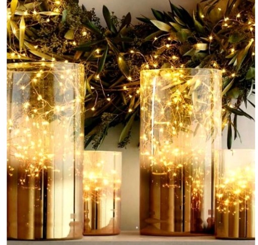 Svetielka na vianočný stromček micro LED svetielka na ozdoby 2m 20 LED teplá biela
