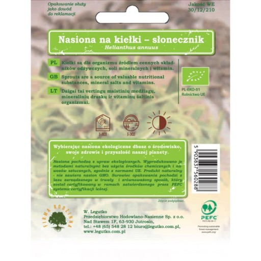 Slnečnicové klíčky semienka 40g BIO - Semená - W. Legutko