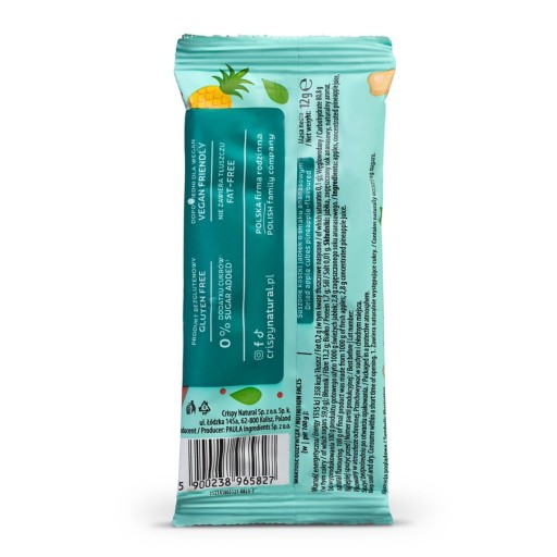 CRISPY NATURAL Jablko s príchuťou ananásu, sušené jablkové kocky, jablká 12g