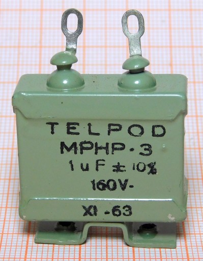 Hermetický kondenzátor 1uF 160V MPHP 3 TELPOD - cena za 2 kusy